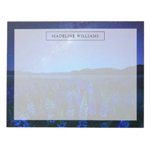 Flowers Lupines Blooming at Night Lake Tekapo Notepad
