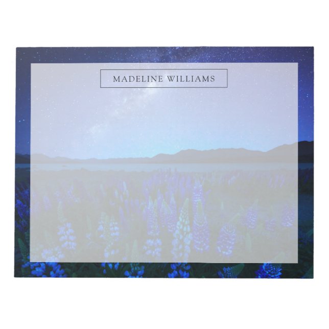Flowers | Lupines Blooming  at Night Lake Tekapo Notepad (Front)