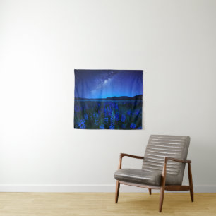 Flowers Lupines Blooming at Night Lake Tekapo Tapestry