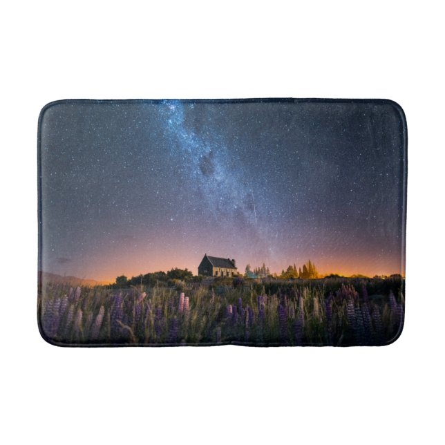Flowers | Lupines Blooming Lake Tekapo New Zealand Bath Mat (Front)