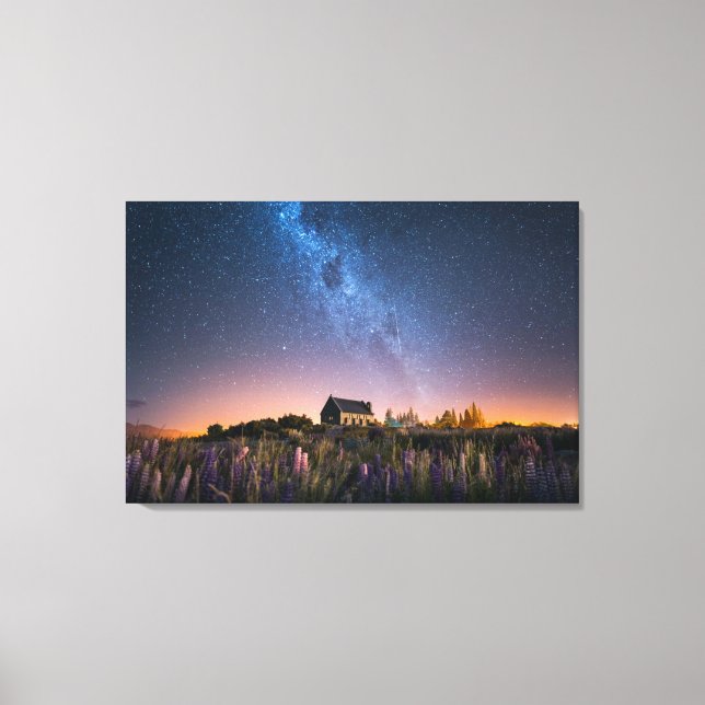 Flowers | Lupines Blooming Lake Tekapo New Zealand Canvas Print (Front)