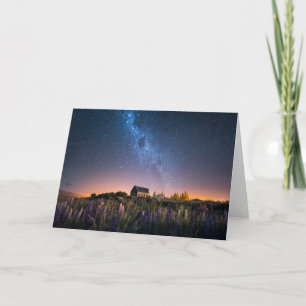 Flowers Lupines Blooming Lake Tekapo New Zealand Card
