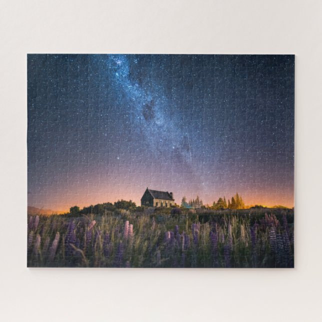 Flowers | Lupines Blooming Lake Tekapo New Zealand Jigsaw Puzzle (Horizontal)