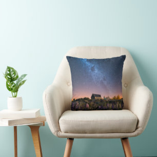 Flowers Lupines Blooming Lake Tekapo New Zealand Throw Pillow