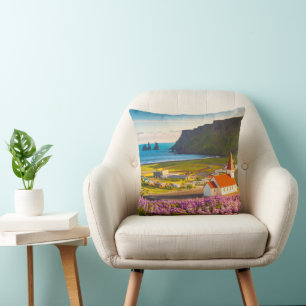 Flowers Lupines in Bloom Southern Iceland Throw Pillow