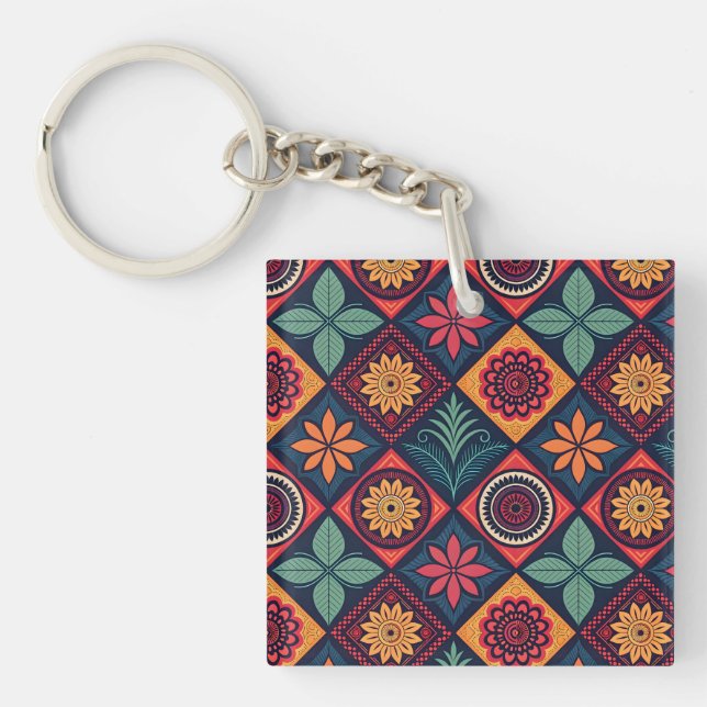 Flowers Magic Pattern Keychain (Front)