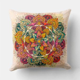 Flowers mandala throw pillow