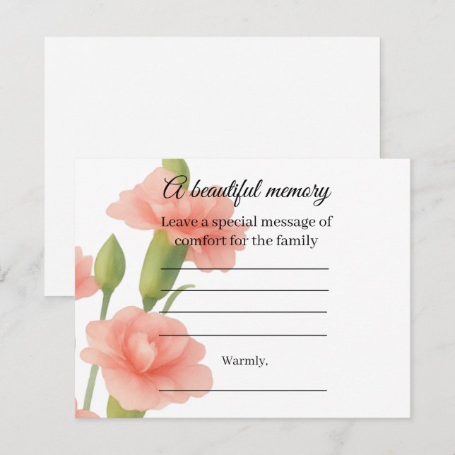 Flowers memorial message card (Front/Back)