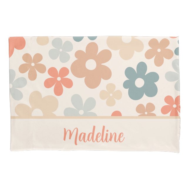 Flowers Modern Cute Design Personalized Gift Name Pillowcase (Front)