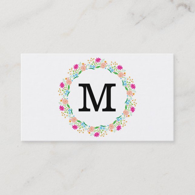 Flowers | Monogram 2 Business Card (Front)