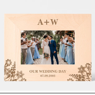 Flowers Monogram Couple Custom Wood Frames