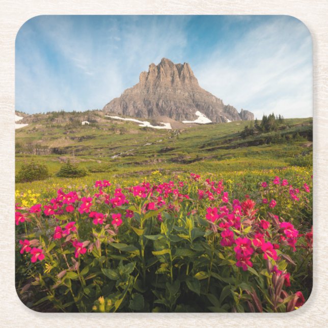 Flowers | Montana's Glacier National Park Square Paper Coaster (Front)