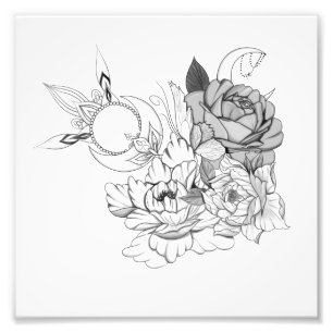 Flowers & Moon  Photo Print