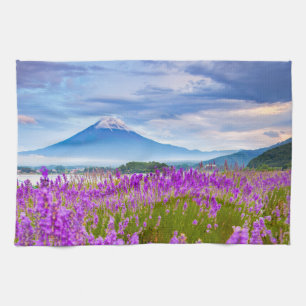 Flowers Mount Fugi Japan Kitchen Towel