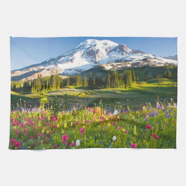 Flowers | Mt. Rainier Wildflowers Kitchen Towel (Horizontal)