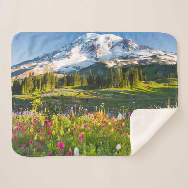 Flowers | Mt. Rainier Wildflowers Sherpa Blanket (Front (Horizontal))
