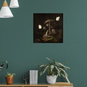 Flowers mushrooms butterflies lizard & Snake Poster