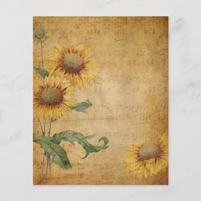 Flowers & Music Vintage Scrapbook Paper (Front)