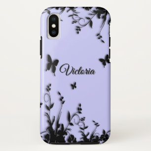 Flowers n Butterflies Blue Personal Case-Mate iPhone Case