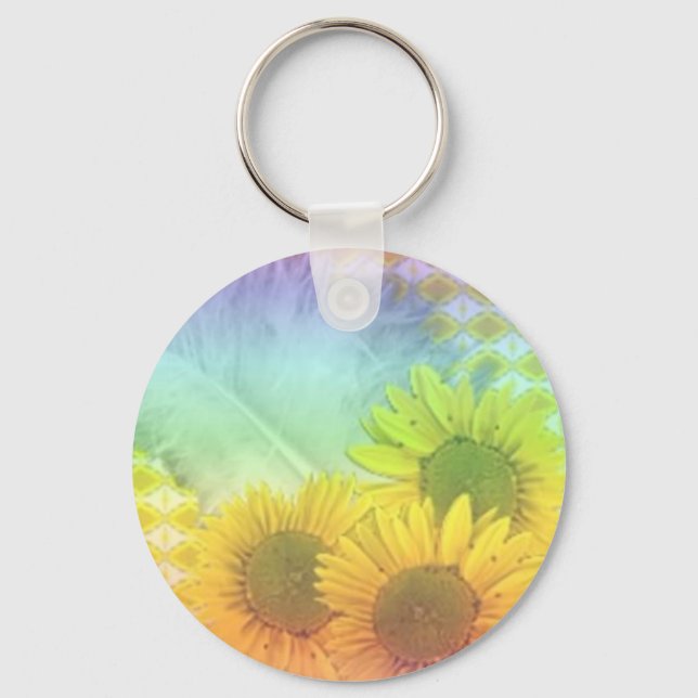 Flowers n Feathers Keychain (Front)