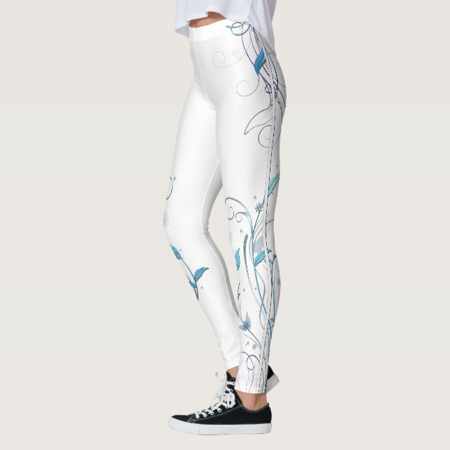 Flowers n Vines Blue Leggings (Left)