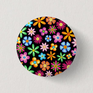 Flowers Naif Design 1 Inch Round Button