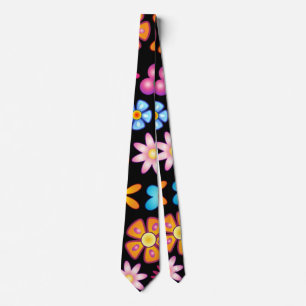 Flowers Naif Vintage Retro Style Design  Tie