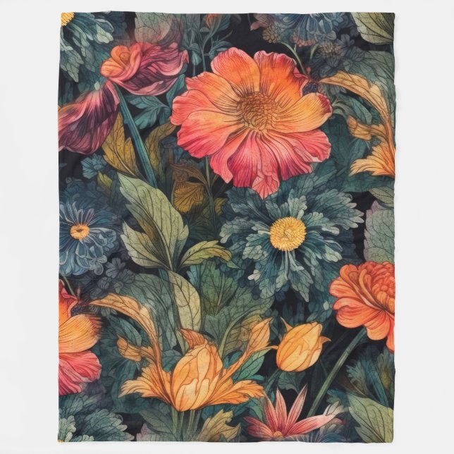 Flowers nature art  fleece blanket (Front)