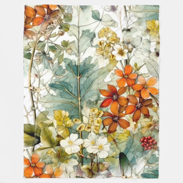 Flowers nature art  fleece blanket (Front)