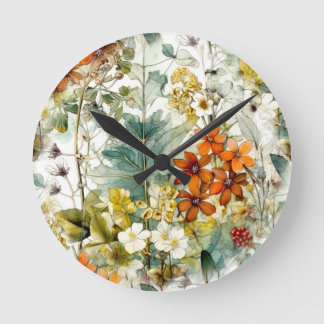 Flowers nature art  round clock