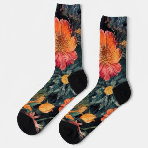 Flowers nature art socks