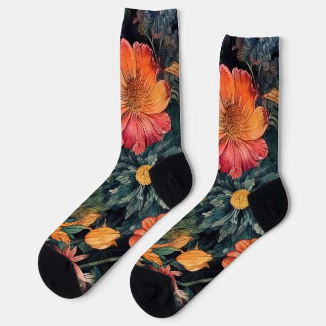 Flowers nature art socks (Left)