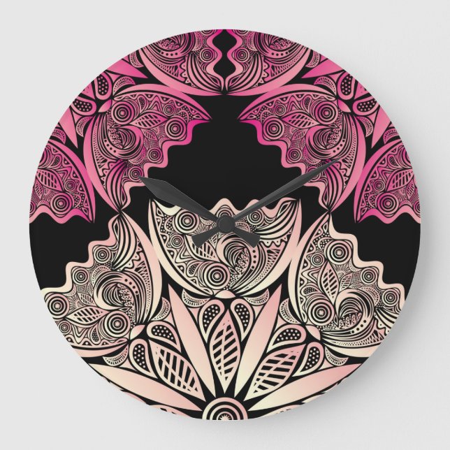Flowers nature pattern, vintage illustration. large clock (Front)