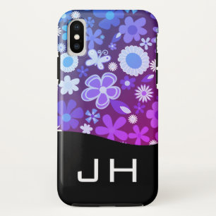flowers nature patterns / purple / monogram iPhone XS case