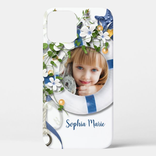 Flowers & Nautical Life Saver Photo Case-Mate iPhone Case (Back)