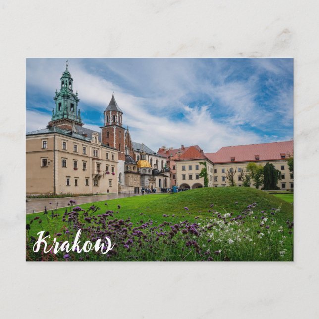 Flowers near Wawel castle in Krakow, Poland Postcard (Front)