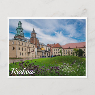 Flowers near Wawel castle in Krakow, Poland Postcard