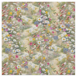 Flowers next to a path fabric