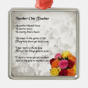 Flowers - Number 1 Teacher Poem Metal Ornament