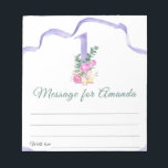 Flowers number birthday time capsule message notepad<br><div class="desc">Birthday invitation card featuring watercolor illustration of number one with wild flowers and purple ribbon.</div>