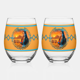 Flowers of Armenia Drinkware Set Stemless Wine Glass