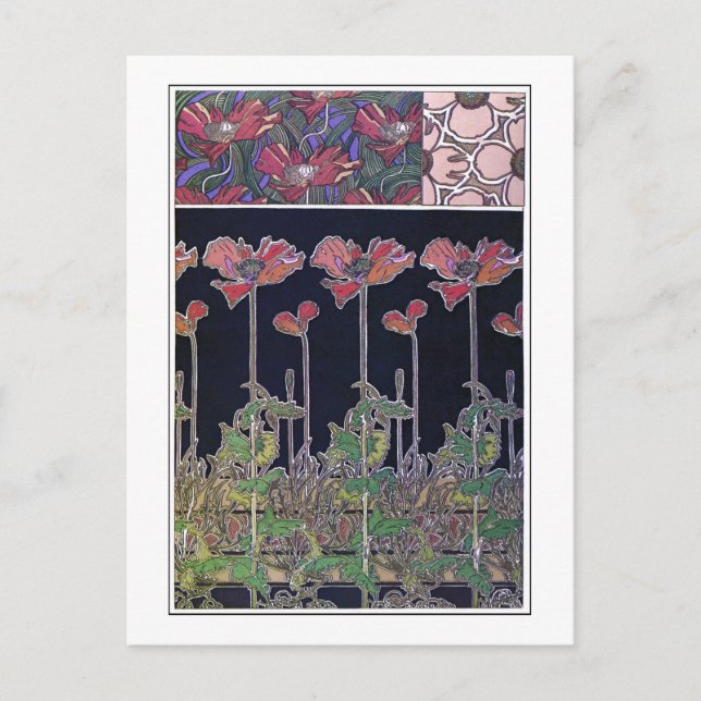Flowers of Art Nouveau Style, Mucha Postcard (Front)