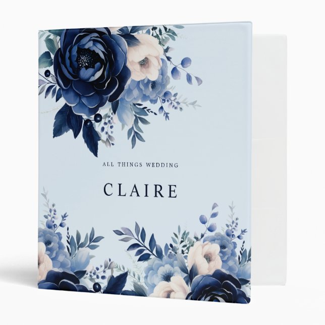 Flowers of Blue Wedding lIGHT bLUE Binder (Front/Inside)