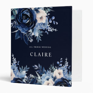 Flowers of Blue Wedding Navy Binder