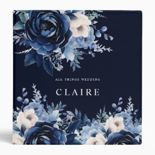Flowers of Blue Wedding Navy Binder