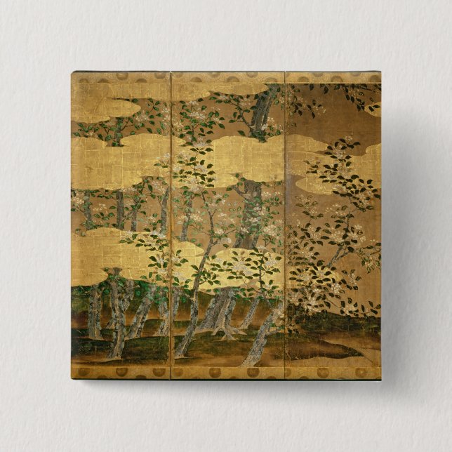 Flowers of Camellias 2 Inch Square Button (Front)