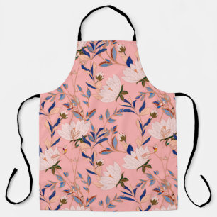 Flowers of cream beige lilies with leaves and peta apron