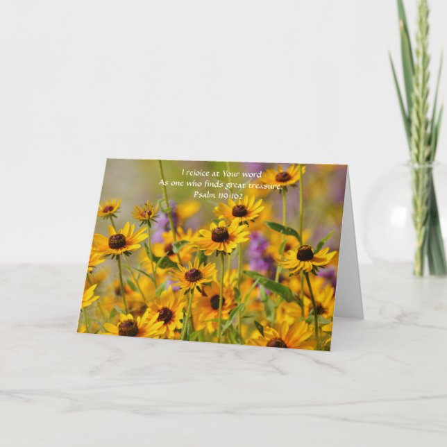 Flowers of Faith Happy Yellow Flowers Card (Front)