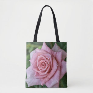 Flowers of Faith Pink Rose Tote Matthew 6:21