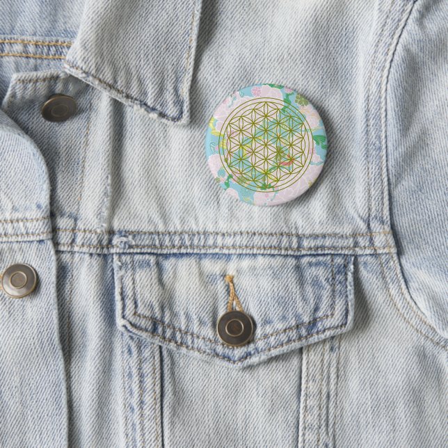 Flowers of life 2 inch round button (In Situ)